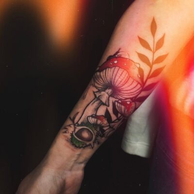 mozaika-tattoo – kolorowe grzyby